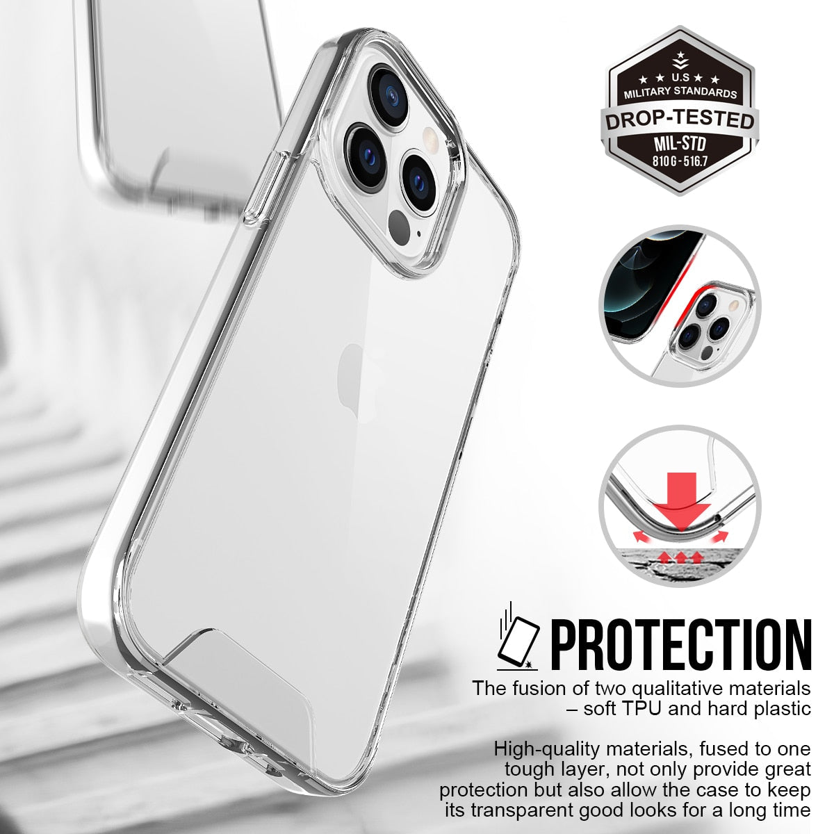 Crystal Clear Transparent Shockproof TPU Back Case For Apple iPhone 15 Plus