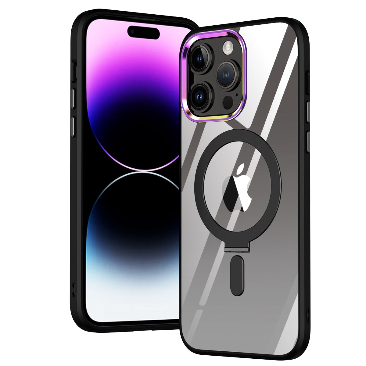 Magsafe Stand Transparent Gradient Back Case Cover for iPhone 14 Pro
