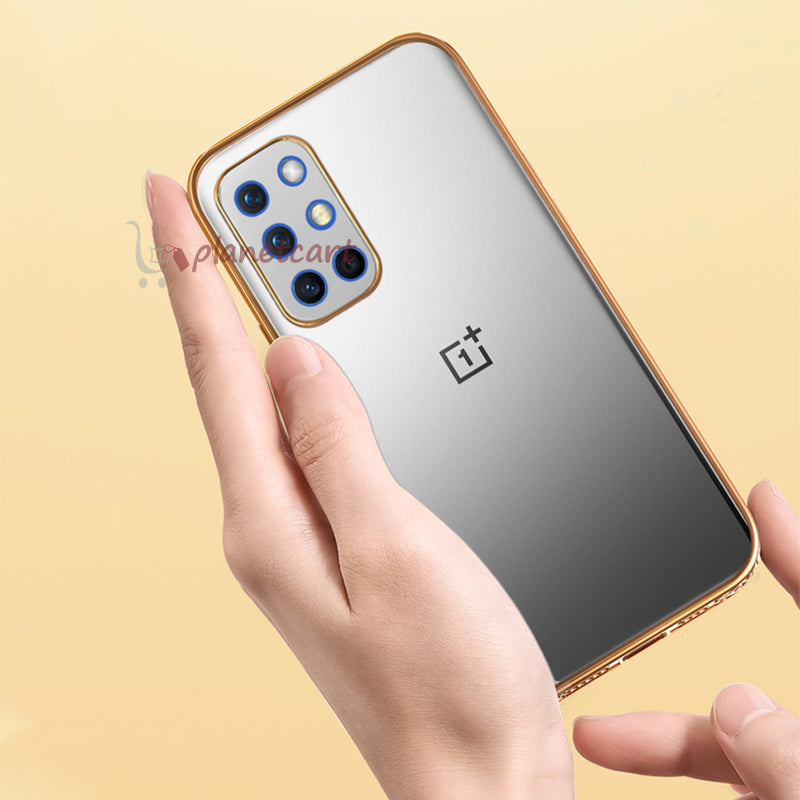 Premium Luxury 3D Flower Carved Plating Electroplated Side Frame Transparent Back Case Cover for OnePlus 8T