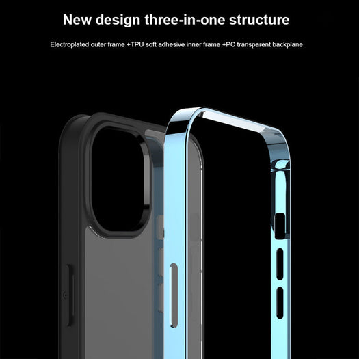 Luxury Transparent Electroplated Square Clear Back Bumper Case For iPhone 14 Pro