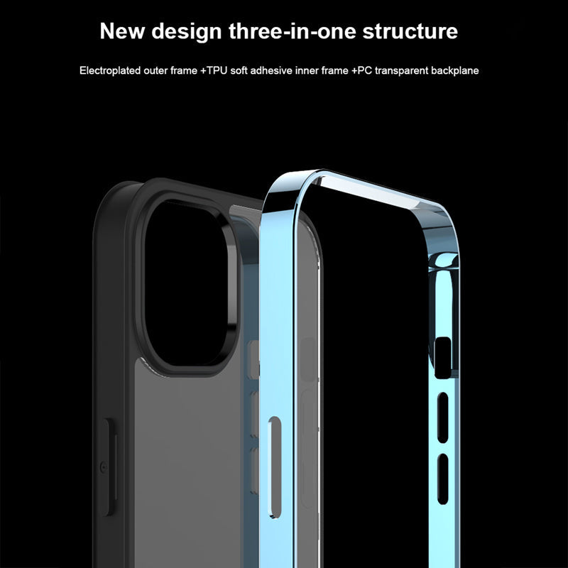 Luxury Transparent Electroplated Square Clear Back Bumper Case For iPhone 14 Pro