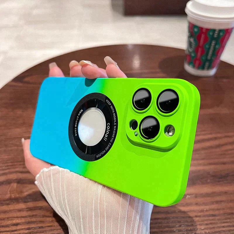 Luxury Gradient Design Camera Lens Protector Case With Magsafe for iPhone 15 Plus