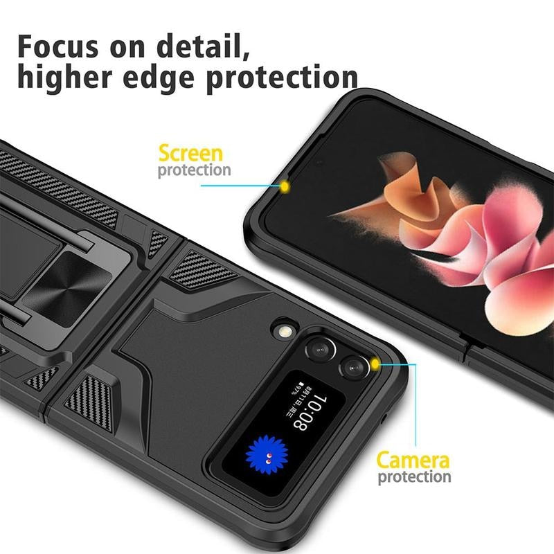 Premium Luxury Armor Shockproof Bracket Back Case for Samsung Galaxy Z Flip 3