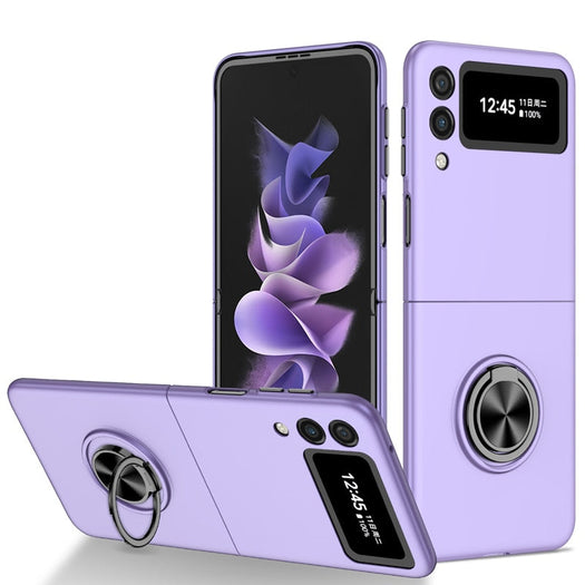Premium Luxury Matte Hard Ring Holder Stand Case for Samsung Galaxy Z Flip 3