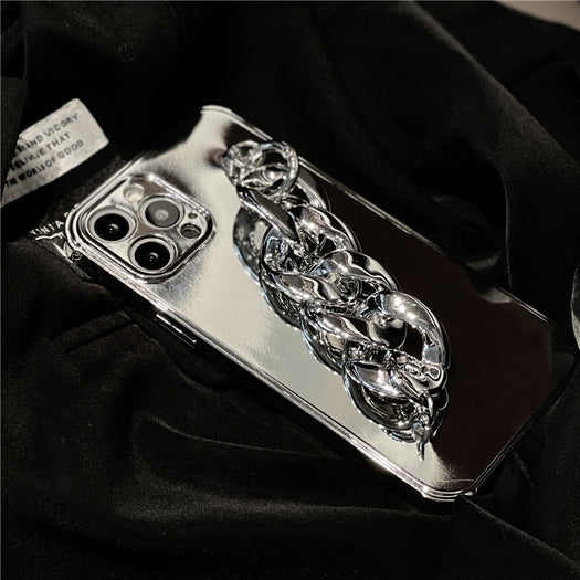 Luxury Electroplated Silicone Wrist Chain Back Case For iPhone 13 Pro