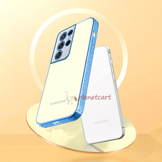 Luxury 3D Flower Plating Electroplated Side Transparent Back Cover for Samsung