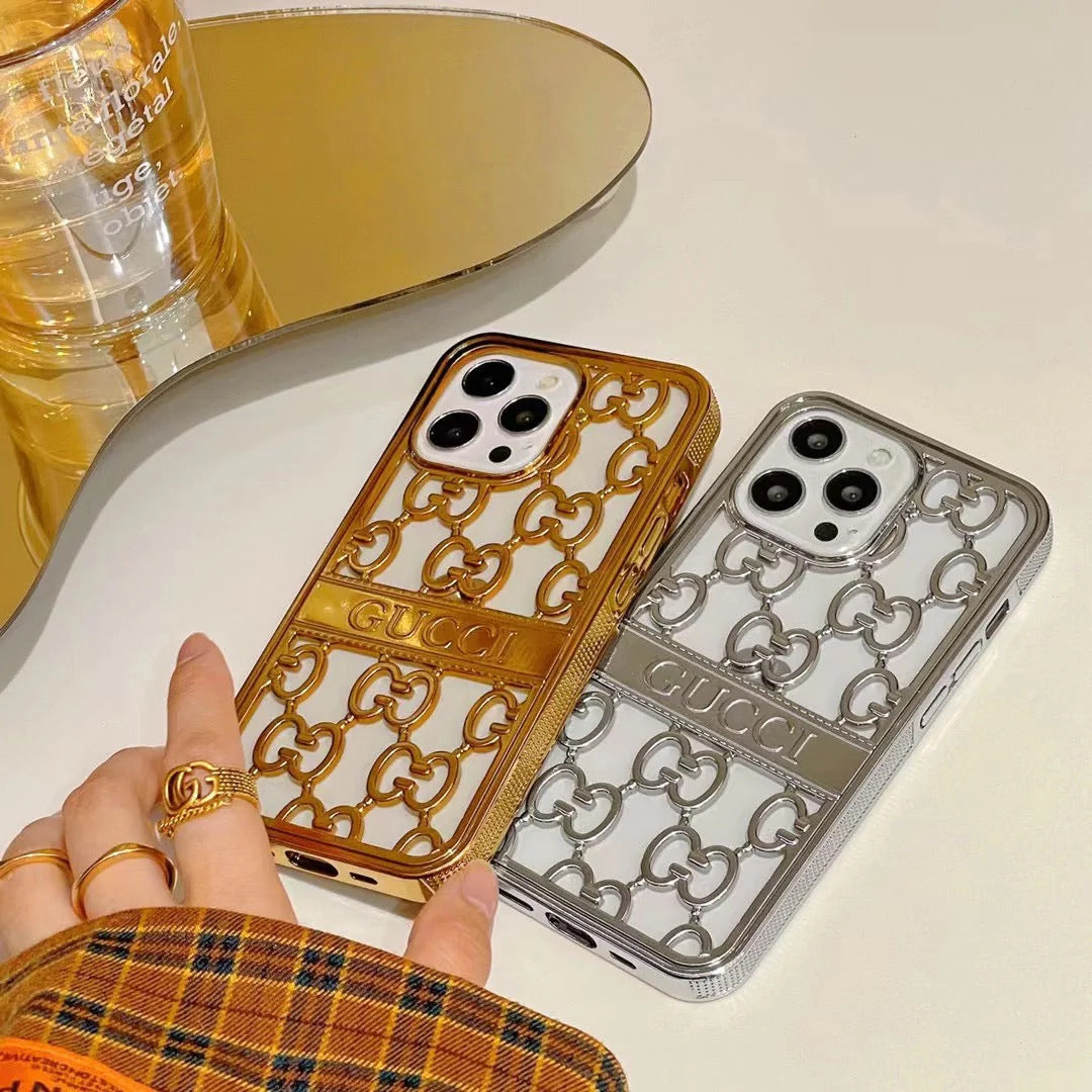 Premium Luxury Electroplated 3D Carved Plating Back Case Cover for iPhone