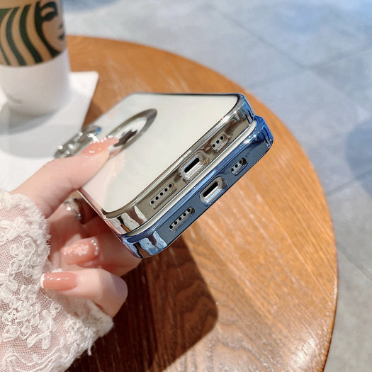 Premium Electroplated Luxury Square Silicon Clear Logo Cut Camera Protection Back Case Cover For iPhone 14 Plus