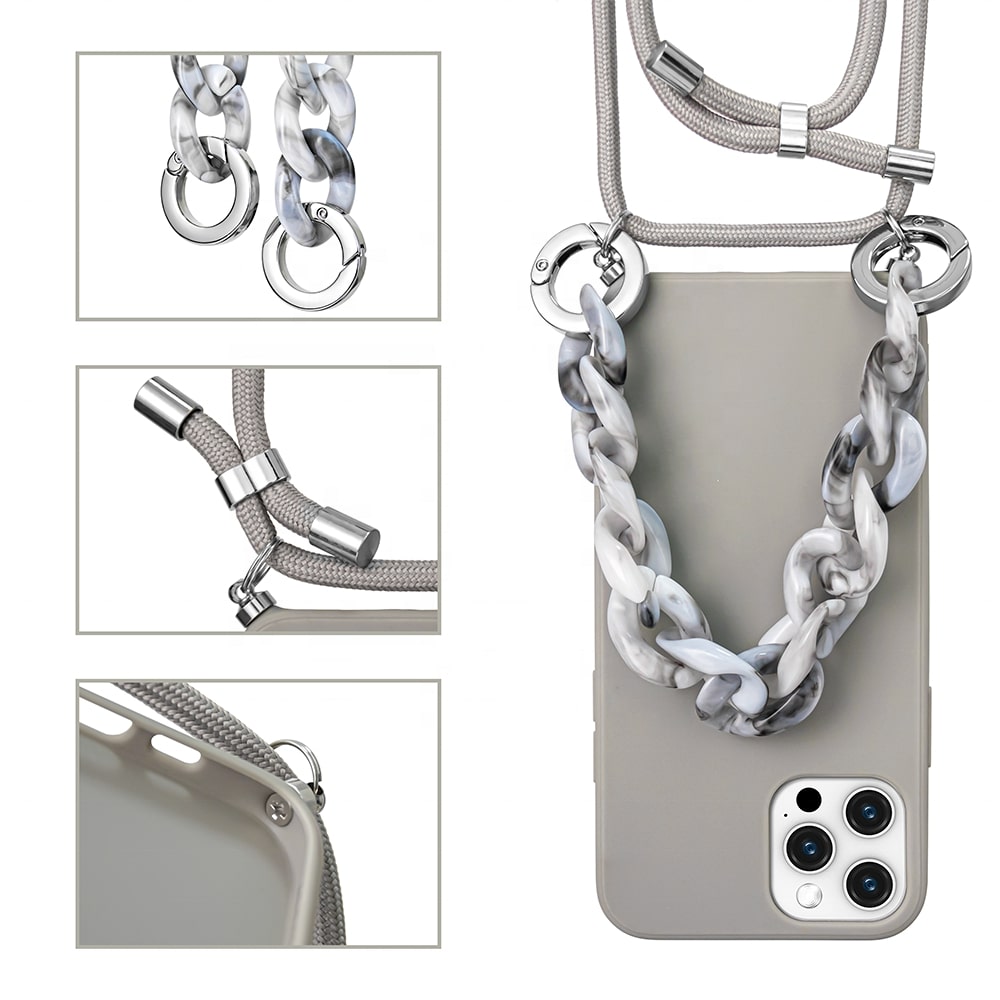 Premium Silicone Crossbody Detachable Straps Lanyard Girlish Case for Apple iPhone 13 Pro Max