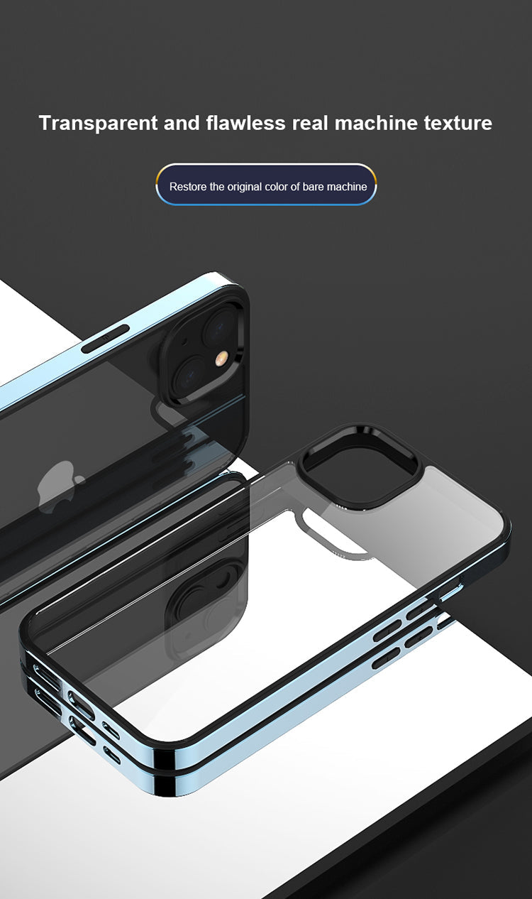 Luxury Transparent Electroplated Square Clear Back Bumper Case For iPhone 13 Pro Max