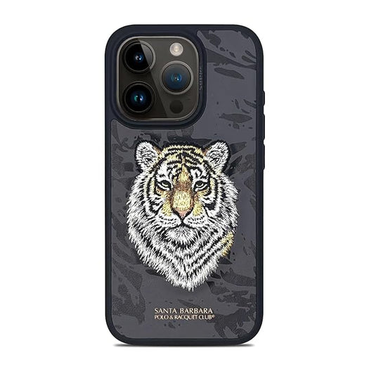 Santa Barbara Classic Savanna Series Tiger Genuine Leather Case For iPhone 15 Pro Max