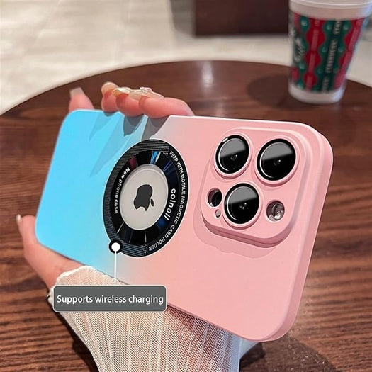 Luxury Gradient Design Camera Lens Protector Case With Magsafe for iPhone 15 Pro