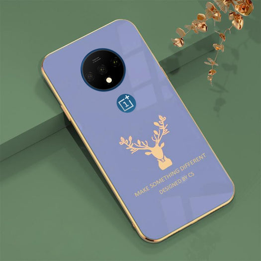 Deer Pattern Luxurious Gold Edge Glass Back Case For Android