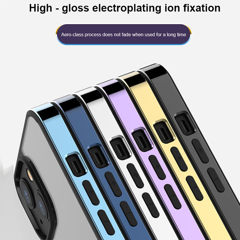 Luxury Transparent Electroplated Square Clear Back Bumper Case For iPhone 14 Series