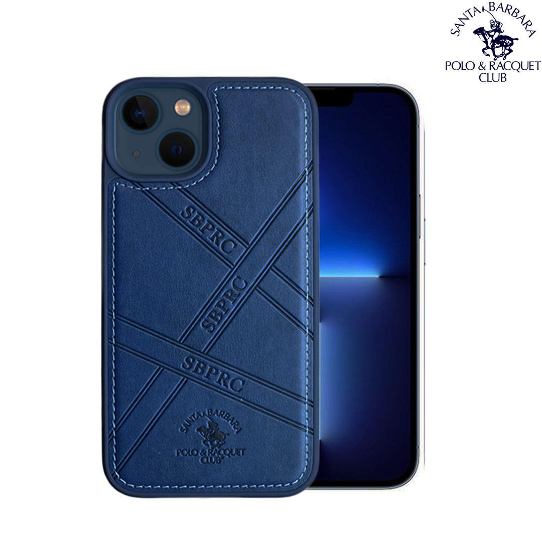 Santa Barbara Special Impression Series Genuine Blue Leather Case For iPhone 13