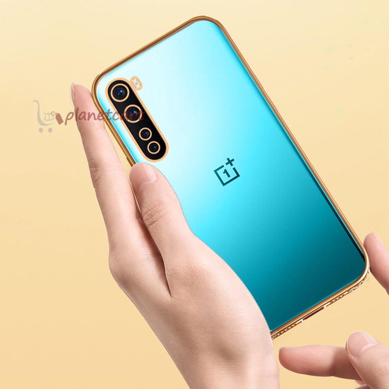 Premium Luxury 3D Flower Carved Plating Electroplated Side Frame Transparent Back Case Cover for OnePlus Nord