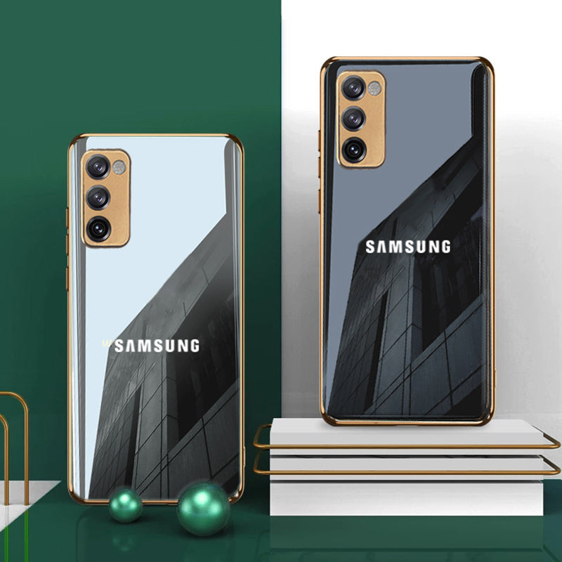 Premium Glossy Gold Edge Glass Back Case For Samsung Galaxy S20 FE