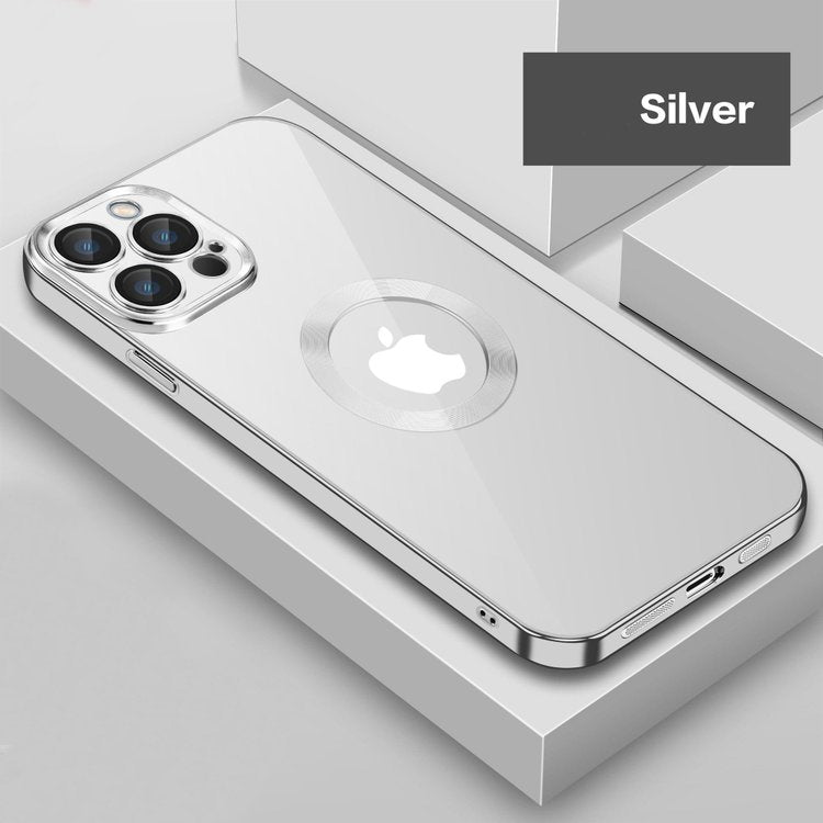 The Premium Electroplated Square Silicon Clear Camera Protection Back Case Cover For iPhone 13 Pro Max