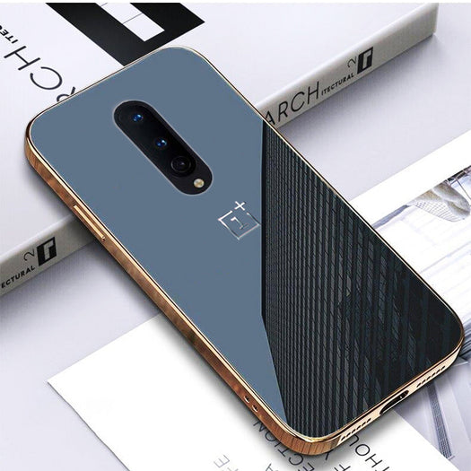 Premium Glossy Gold Edge Glass Back Case For Oneplus 8 - Premium Cases