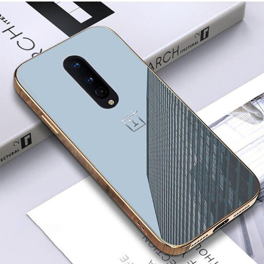Premium Glossy Gold Edge Glass Back Case For Oneplus 8 - Premium Cases