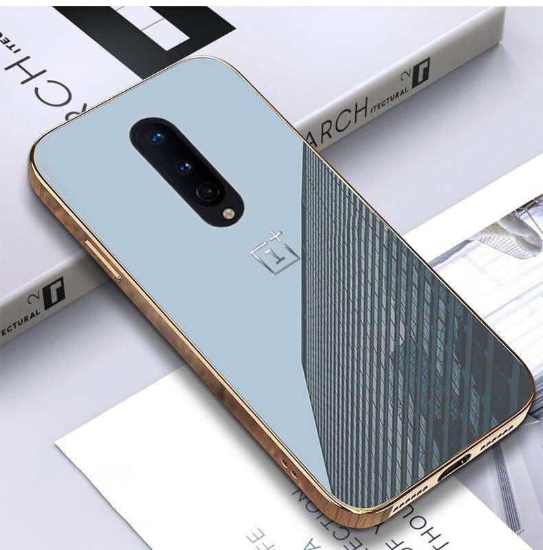 Premium Glossy Gold Edge Glass Back Case For Oneplus 8 - Premium Cases