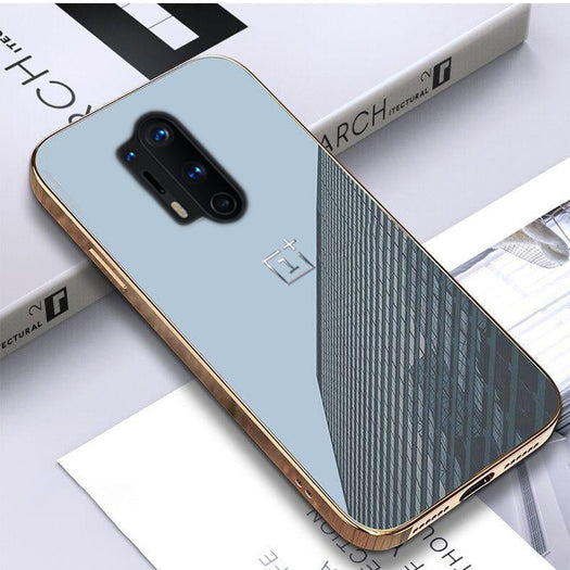 Premium Glossy Gold Edge Glass Back Case For Oneplus 8 Pro - Premium Cases