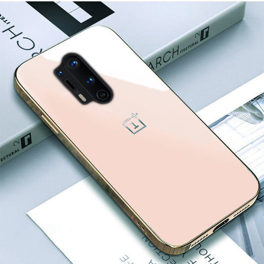 Premium Glossy Gold Edge Glass Back Case For Oneplus 8 Pro - Premium Cases
