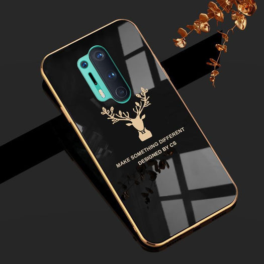 Deer Luxurious Gold Edge Glass Back Case For Oneplus Series - planetcartonline