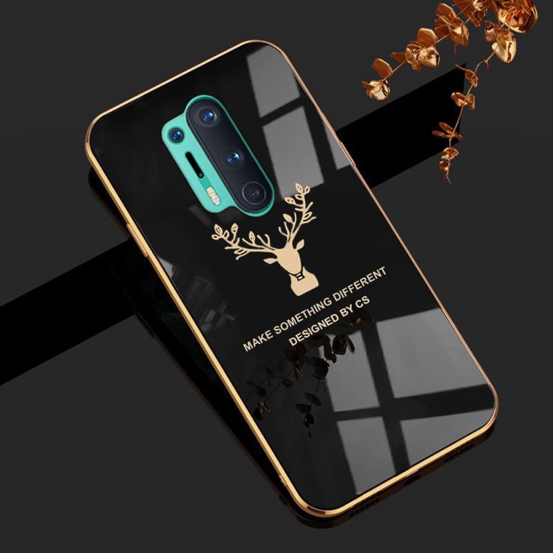 Deer Luxurious Gold Edge Glass Back Case For Oneplus Series - planetcartonline