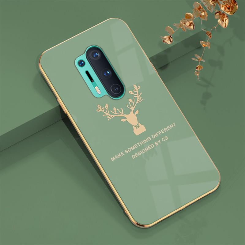 Deer Luxurious Gold Edge Glass Back Case For Oneplus Series - planetcartonline
