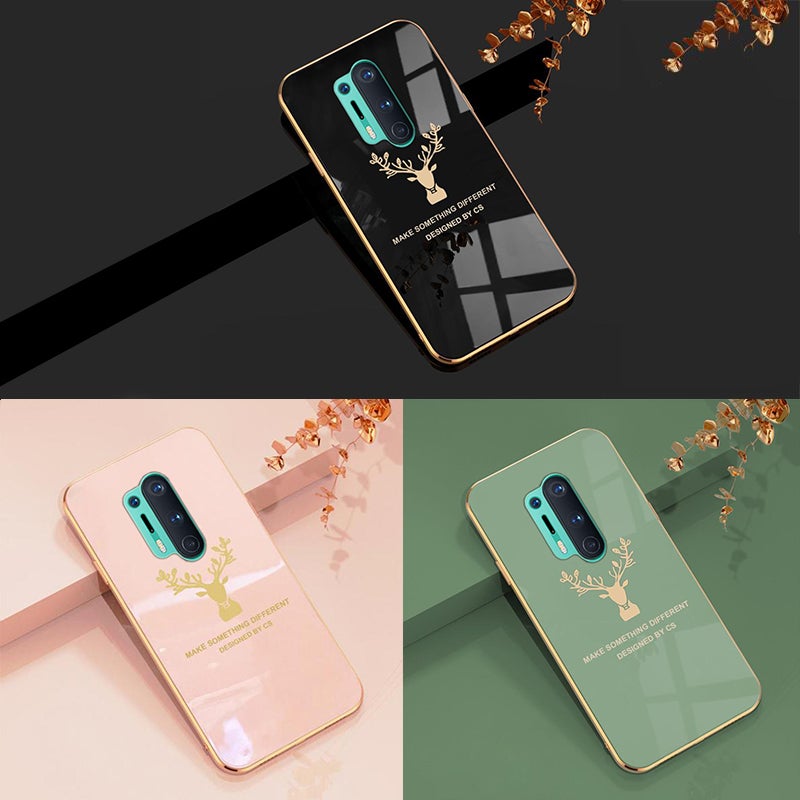 Deer Luxurious Gold Edge Glass Back Case For Oneplus Series - planetcartonline