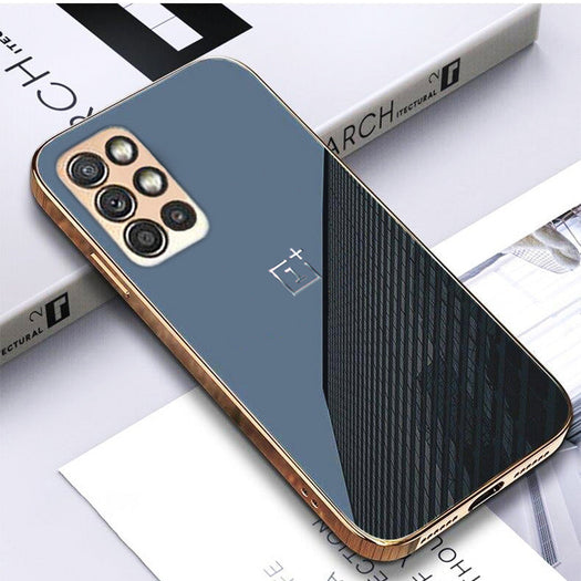 Premium Glossy Gold Edge Glass Back Case For Oneplus Series - Premium Cases