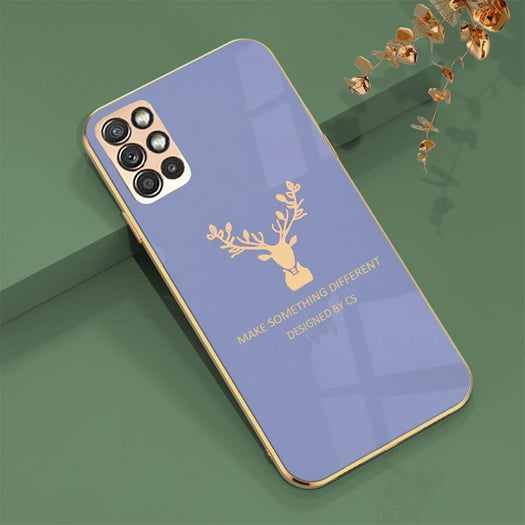 Deer Pattern Luxurious Gold Edge Glass Back Case For Android