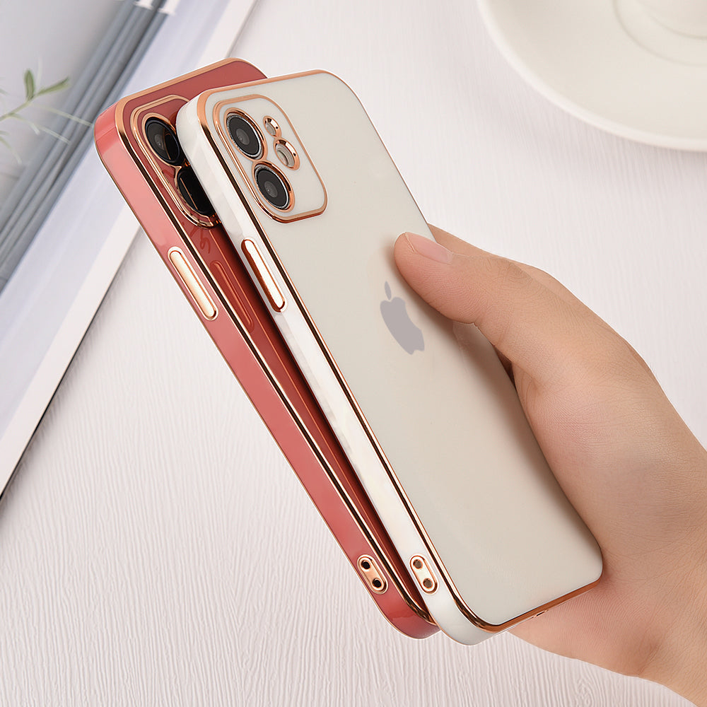 Luxurious Gold Edge Glass Back Case For iPhone 12