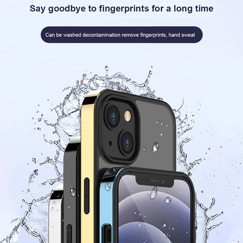 Luxury Transparent Electroplated Square Clear Back Bumper Case For iPhone 14