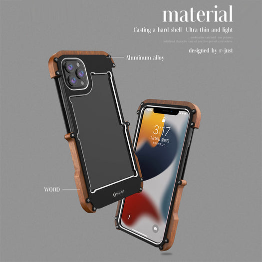 Ironwood Metal and Wooden Armor Bumper Case for iPhone 13 Pro Max
