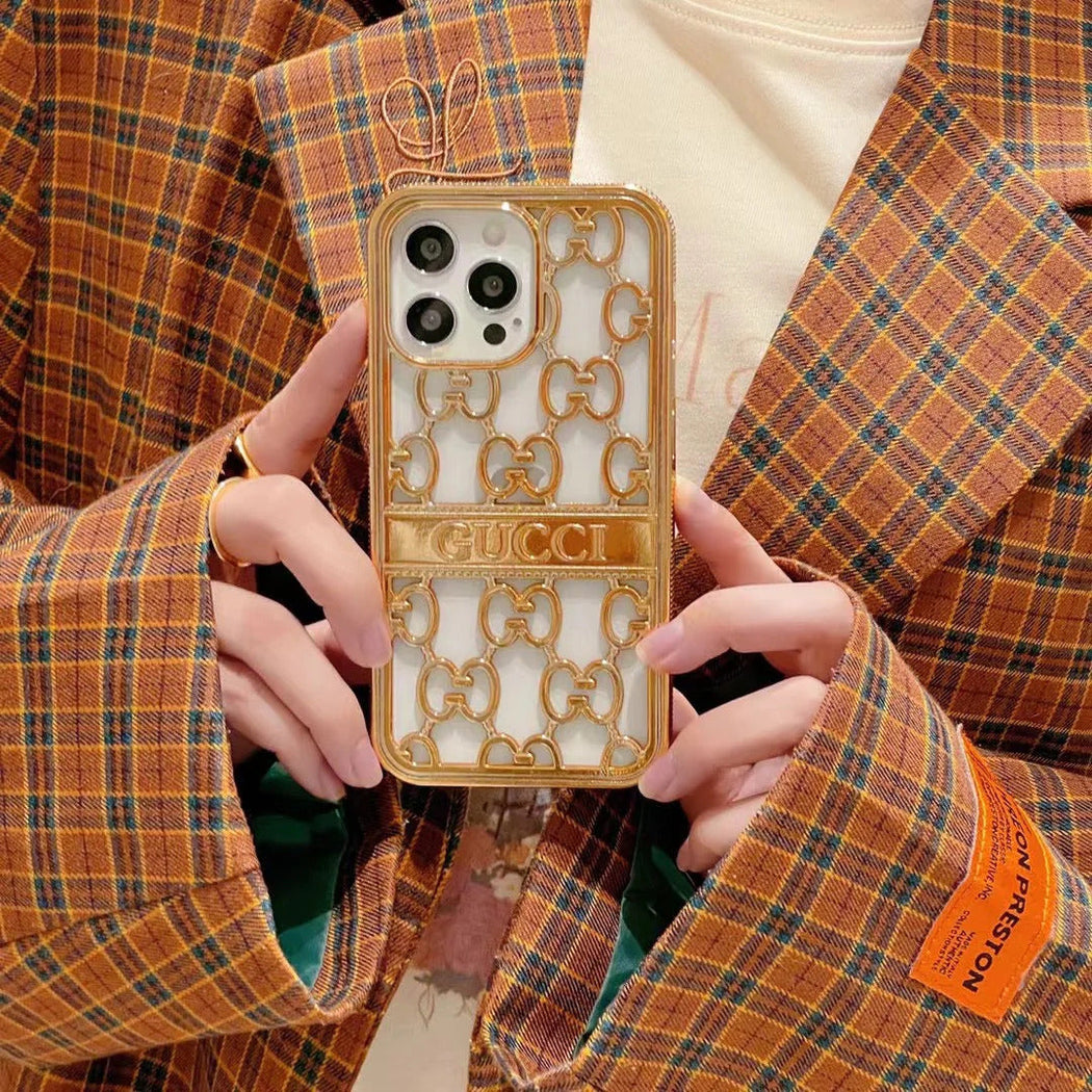 Premium Luxury Electroplated 3D Carved Plating Back Case Cover for iPhone