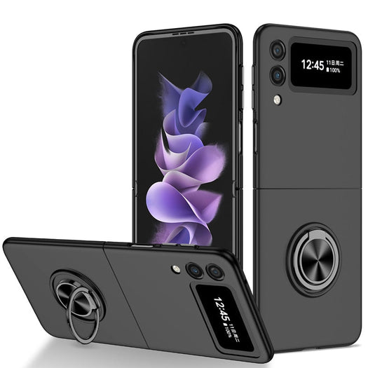Premium Luxury Matte Hard Ring Holder Stand Case for Samsung Galaxy Z Flip 3