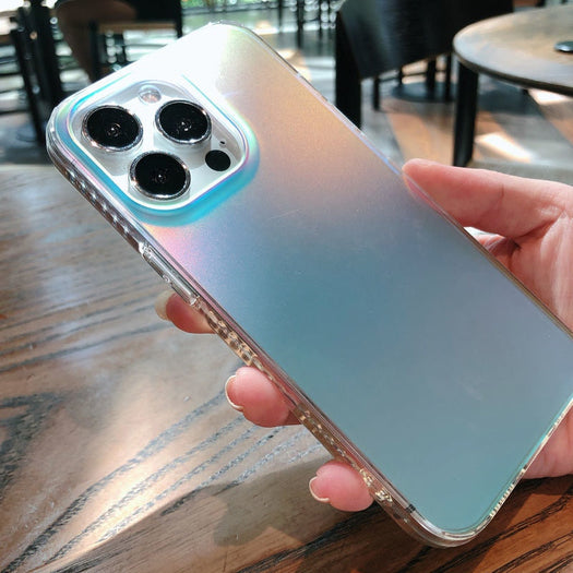 Premium Anti Shock Rainbow Laser Gradient Back Case For iPhone 14 Pro Max