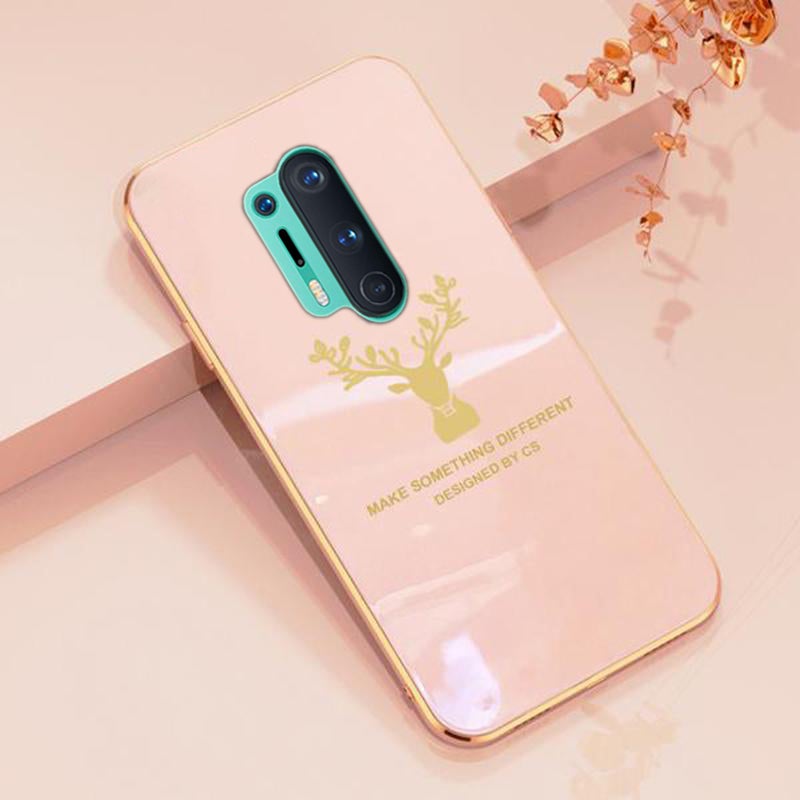 Deer Luxurious Gold Edge Glass Back Case For Oneplus Series - planetcartonline