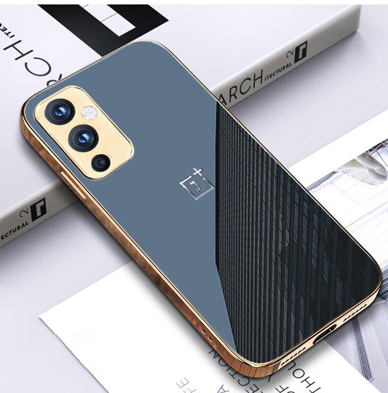 Premium Glossy Gold Edge Glass Back Case For Oneplus Series - Premium Cases