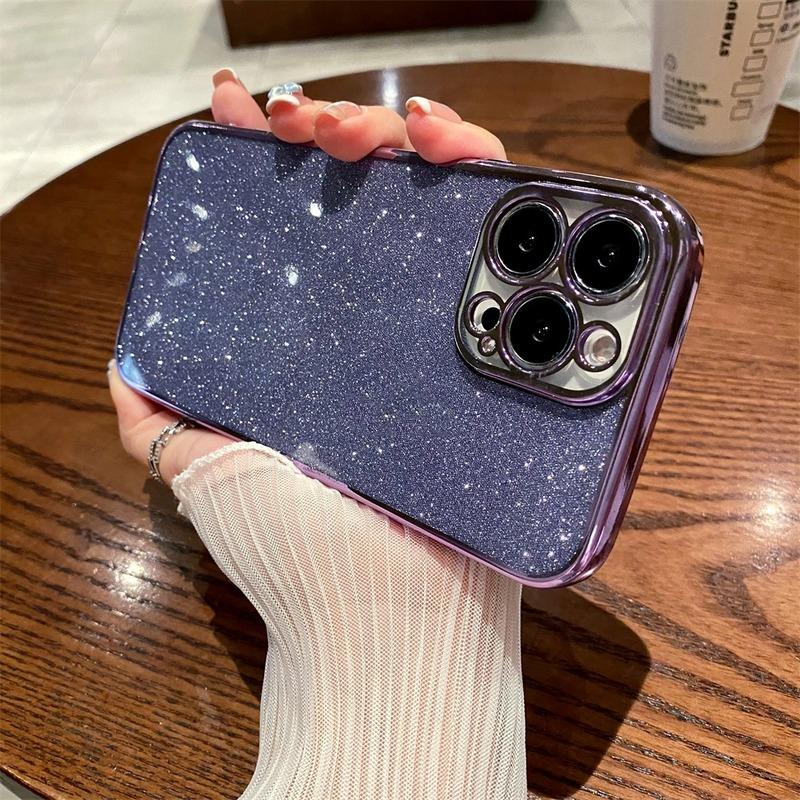 Luxury Glitter Transparent Square Bumper Back Case for iPhone 14 Pro