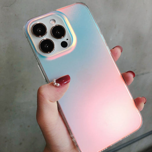 Premium Anti Shock Rainbow Laser Gradient Back Case For iPhone 14 Series