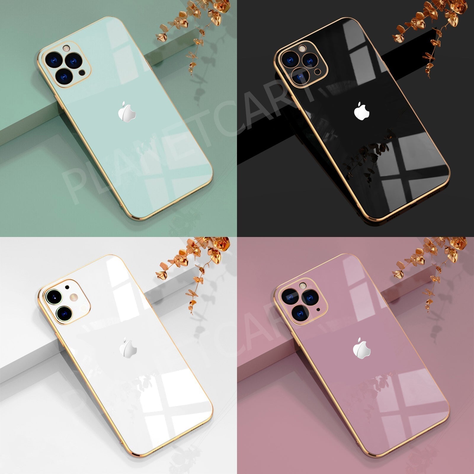 Luxurious Glass Back Case With Golden Edges For iPhone 11 Pro