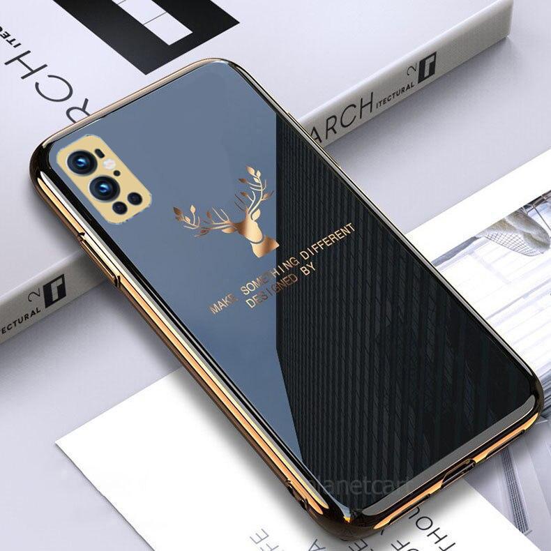 Deer Luxurious Gold Edge Glass Back Case For Oneplus Series - planetcartonline
