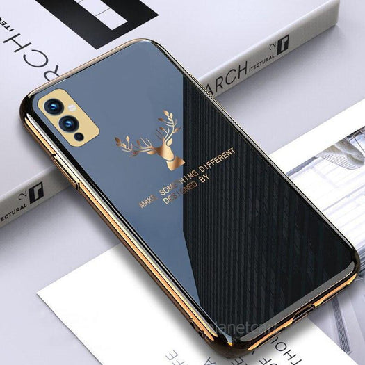 Deer Luxurious Gold Edge Glass Back Case For Oneplus Series - planetcartonline