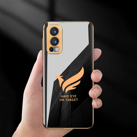 Luxury Golden Edges Glass Back Case For Oneplus Nord 2 5G
