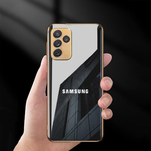 New Back Logo Case With Golden Edges For Samsung M52