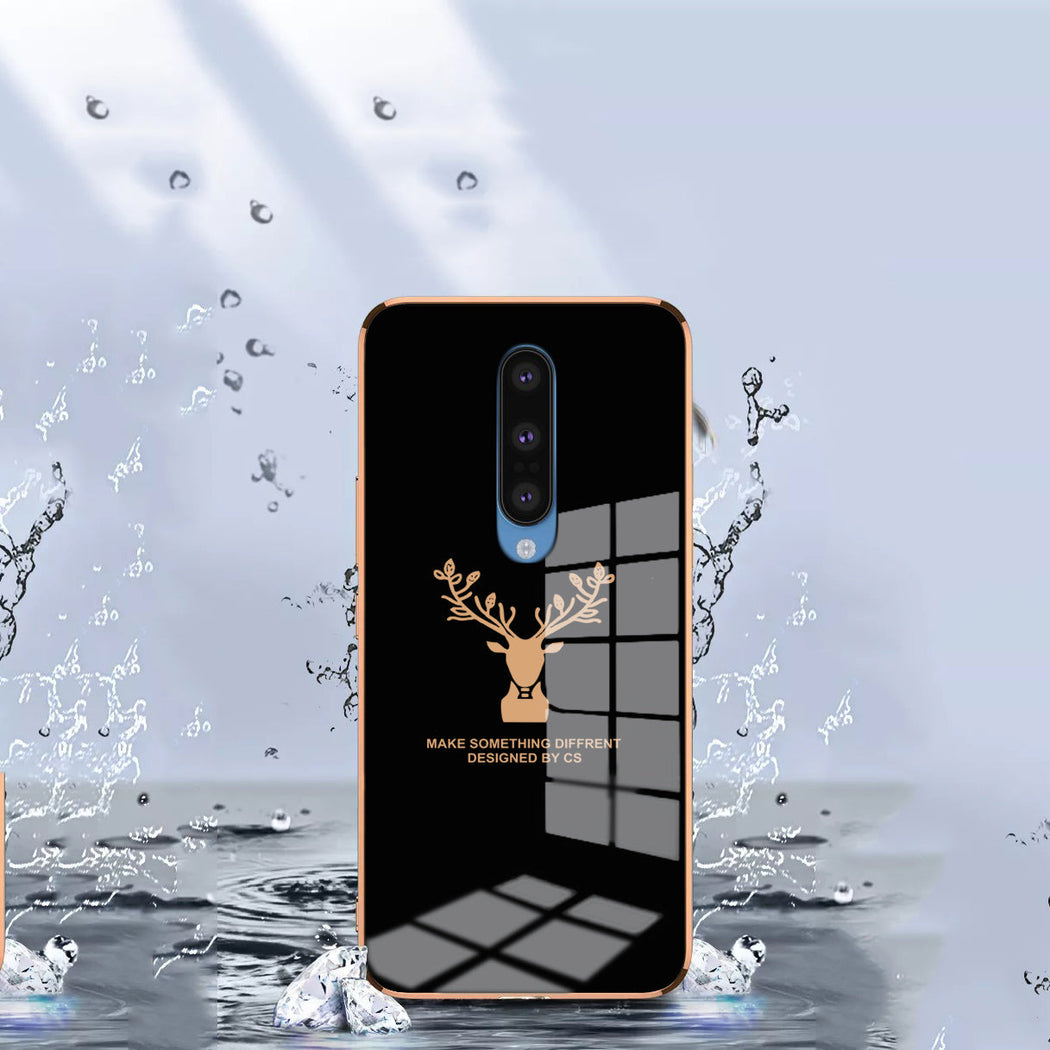 Luxury Golden Edges Deer Glass Back Case For Oneplus Series - Premium Cases