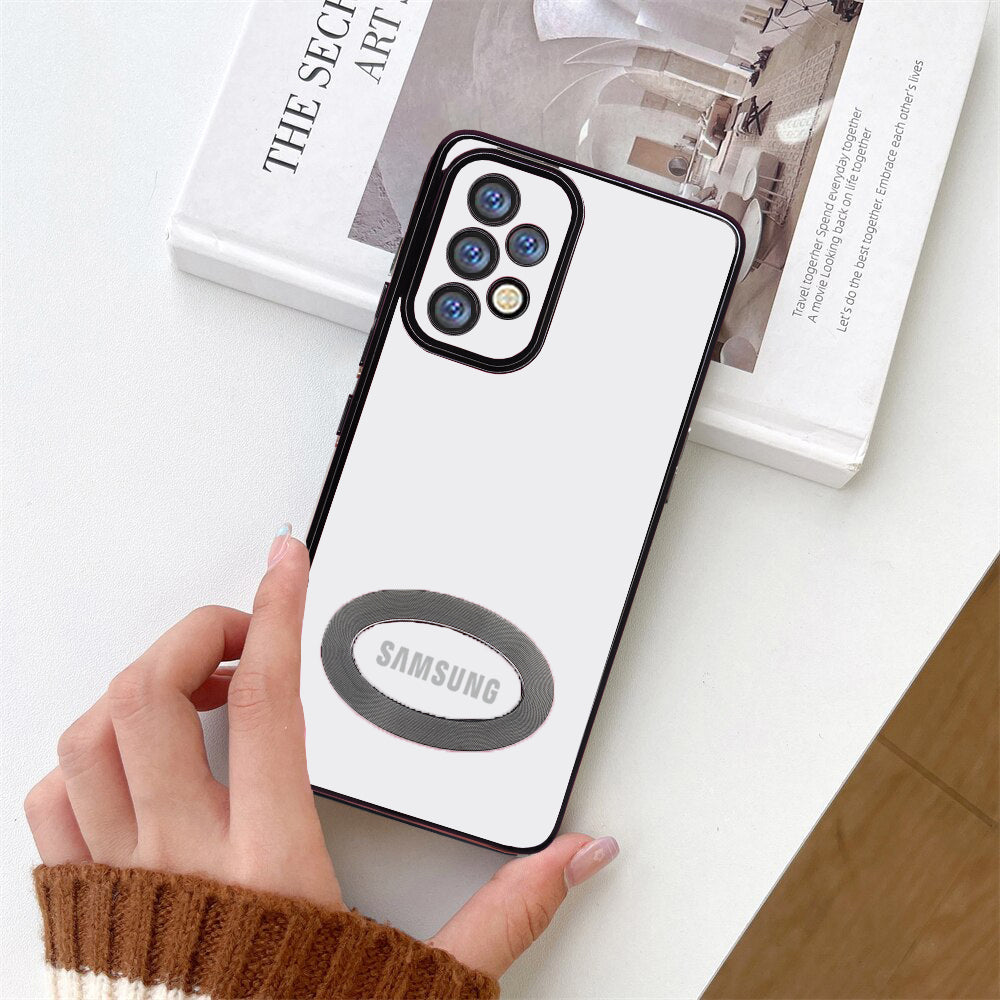 Premium Electroplated Luxury Square Silicon Clear Logo Cut Camera Protection Back Case Cover For Samsung A52